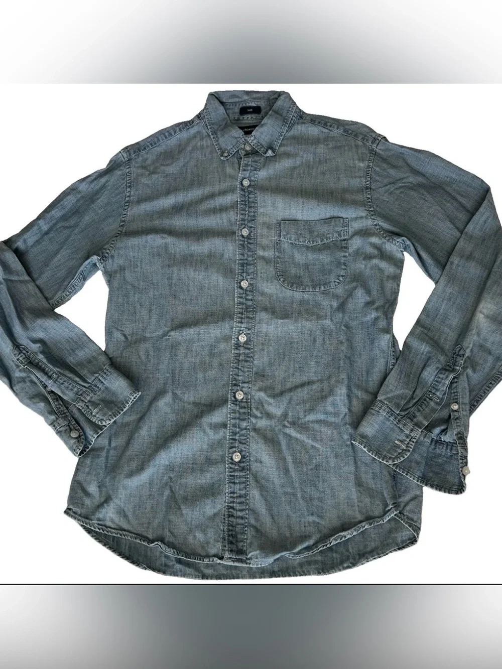 J Crew Shirt Mens Medium Slim Chambray Denim Button Down Blue Casual Business